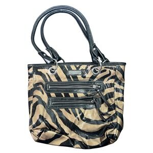 Rosetti New York Women's Black Gold Zebra Print Patent Faux Leather Shoulder Bag